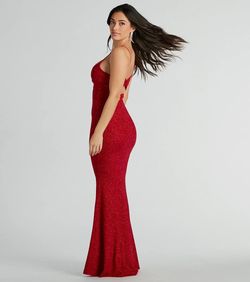 Style 05002-8433 Windsor Red Size 0 Backless Bridesmaid Prom Military Mermaid Dress on Queenly