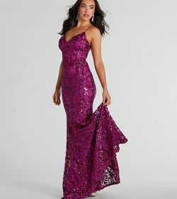 Style 05002-8047 Windsor Pink Size 8 Corset Military Tall Height Sequined Mermaid Dress on Queenly