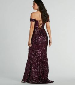 Style 05002-8073 Windsor Purple Size 12 Floor Length Padded Side slit Dress on Queenly