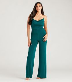 Style 06502-2353 Windsor Green Size 4 Cocktail Sorority Tall Height Mermaid Jumpsuit Dress on Queenly