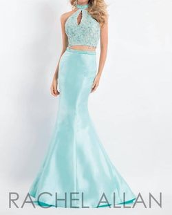 Style 1-1288565818-238 RACHEL ALLAN Light Green Size 12 Military Silk Prom Floor Length Mermaid Dress on Queenly