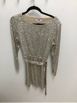 Style 1-1312578545-3236 STEVE MADDEN Silver Size 4 Sorority Sorority Rush Sequined Cocktail Dress on Queenly