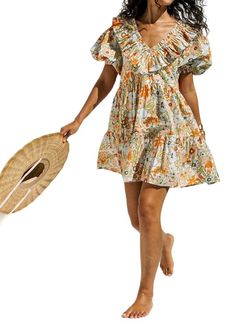 Style 1-1321416158-3855 Cleobella Nude Size 0 Sleeves V Neck Floral Cocktail Dress on Queenly