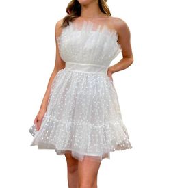 Style 1-1509962292-2696 Main Strip White Size 12 Sheer Tulle Tall Height Jersey Strapless Cocktail Dress on Queenly