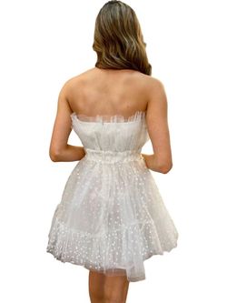 Style 1-1509962292-3236 Main Strip White Size 4 Strapless Tulle Free Shipping Cocktail Dress on Queenly