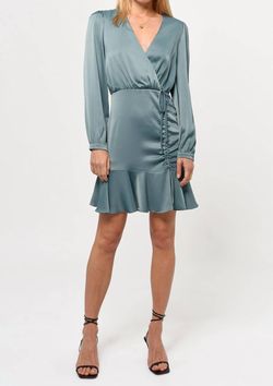 Style 1-1679594897-2696 GREYLIN Blue Size 12 Long Sleeve Satin Cocktail Dress on Queenly
