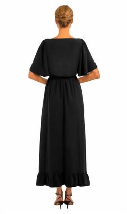 Style 1-1883150485-2696 GRETCHEN SCOTT Black Size 12 Tulle Sleeves Belt Military Straight Dress on Queenly