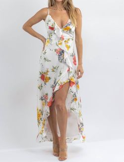 Style 1-2106750394-2696 DRESS FORUM White Size 12 Print Tall Height Plus Size Side slit Dress on Queenly
