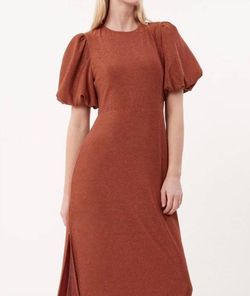 Style 1-2173205677-3011 FRNCH Brown Size 8 Vintage Free Shipping Polyester High Neck Cocktail Dress on Queenly