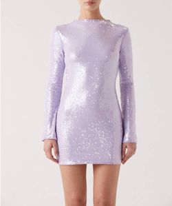 Style 1-2250992317-2901 Sophie Rue Purple Size 8 Polyester Sequined Sleeves Cocktail Dress on Queenly