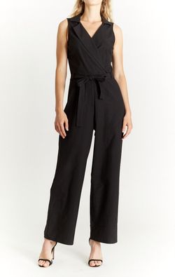 Style 1-2378489990-3818 Oat New York Black Tie Size 16 Jersey Jumpsuit Dress on Queenly