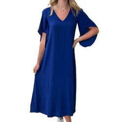 Style 1-2416858228-3855 Anna Cate Blue Size 0 V Neck Side Slit Tall Height Cocktail Dress on Queenly