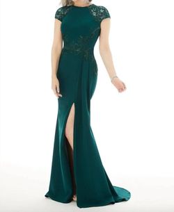 Style 1-2517548026-238 MORILEE Green Size 12 Black Tie Flare Side slit Dress on Queenly