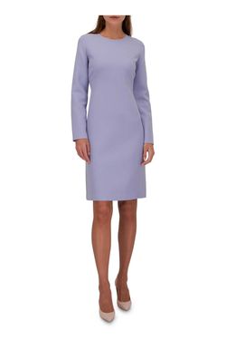Style 1-253479904-98 Lafayette 148 Blue Size 10 1-253479904-98 Tall Height Silk Long Sleeve Mini Cocktail Dress on Queenly