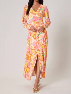 Style 1-2745182425-3889 SUGARLIPS Yellow Size 0 Sleeves Floral Side slit Dress on Queenly