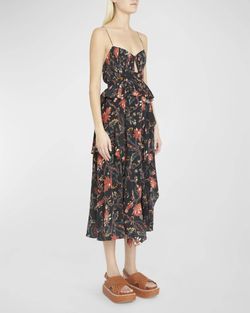 Style 1-2877406104-2168 Ulla Johnson Black Size 8 Floral Silk Satin Cocktail Dress on Queenly