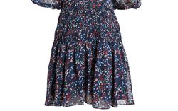 Style 1-2970244420-1498 TED BAKER Blue Size 4 Free Shipping Print Cocktail Dress on Queenly