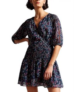 Style 1-2970244420-1498 TED BAKER Blue Size 4 Free Shipping Print Cocktail Dress on Queenly