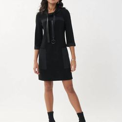 Style 1-3000232140-238 Joseph Ribkoff Black Size 12 Plus Size Tall Height Cocktail Dress on Queenly