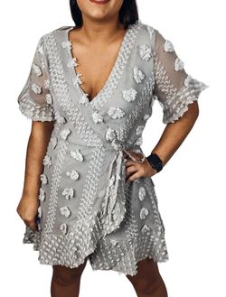 Style 1-3585059921-2696 Baevely by Wellmade Gray Size 12 Sorority Grey Summer Plus Size Cocktail Dress on Queenly