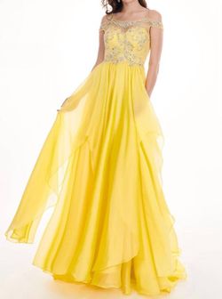 Style 1-3671306520-98 RACHEL ALLAN Yellow Size 10 Prom Free Shipping A-line Dress on Queenly