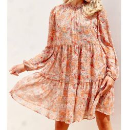 Style 1-3966381294-2901 Jodifl Orange Size 8 Grey Floral Long Sleeve Cocktail Dress on Queenly