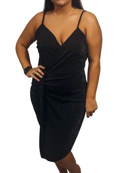 Style 1-4100798741-1474 BLUE LEOPARD Black Size 28 Spaghetti Strap Plus Size Cocktail Dress on Queenly