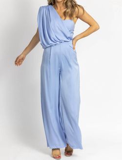 Style 1-4223292893-3236 DO+BE Blue Size 4 One Shoulder Jumpsuit Dress on Queenly