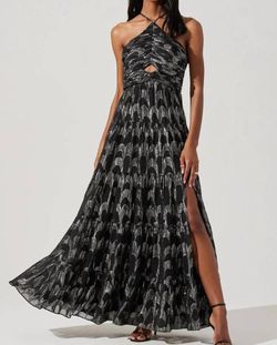 Style 1-424648602-3855 ASTR Multicolor Size 0 Pattern Spaghetti Strap Halter Side slit Dress on Queenly