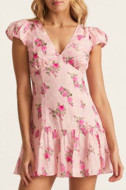 Style 1-618632831-5 LoveShackFancy Pink Size 0 1-618632831-5 V Neck Mini Cocktail Dress on Queenly
