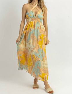 Style 1-683882612-2901 DRESS FORUM Yellow Size 8 Halter Polyester Pattern Cocktail Dress on Queenly