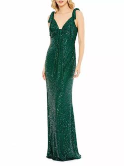 Style 1-854928132-238 MAC DUGGAL Green Size 12 Floor Length Sequined Emerald Black Tie Straight Dress on Queenly