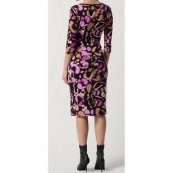 Style 1-878112442-1901 Joseph Ribkoff Multicolor Size 6 Print Straight Tall Height Square Neck Cocktail Dress on Queenly