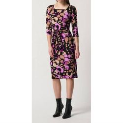 Style 1-878112442-1901 Joseph Ribkoff Multicolor Size 6 Polyester Print Sleeves Cocktail Dress on Queenly