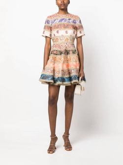 Style 1-967186324-649 Zimmermann Orange Size 2 Sorority Rush Print Sleeves Cocktail Dress on Queenly