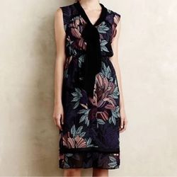 Anthropologie Black Size 2 Wedding Guest Floral Sorority Cocktail Dress on Queenly