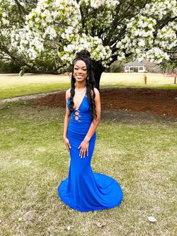 La femme  Blue Size 00 Prom Military Straight Dress on Queenly