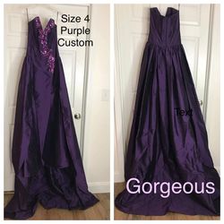 Fernando Wong Purple Size 4 Pageant Prom Strapless Train Dress on Queenly