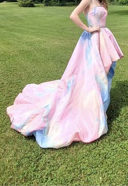 Sherri Hill Multicolor Size 00 Medium Height Pattern Fun Fashion Train Dress on Queenly