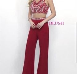 Blush Prom Red Size 4 Halter Pageant Prom Jumpsuit Dress on Queenly
