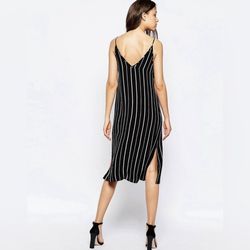 ASOS Black Size 12 Side Slit Plus Size Floor Length Spaghetti Strap Straight Dress on Queenly