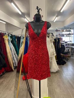 Style 60060 Scala Red Size 2 Plunge Nightclub 60060 Cocktail Dress on Queenly