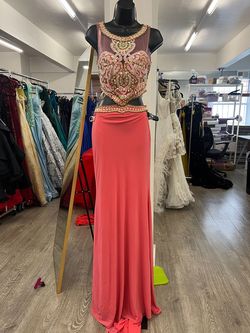 Style 20056 Le Gala Pink Size 2 High Neck Straight Dress on Queenly
