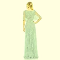 Mac Duggal Light Green Size 16 Prom Cape Floor Length A-line Dress on Queenly