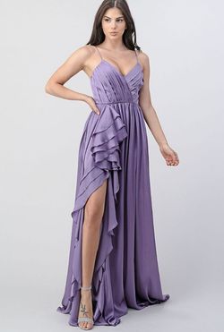 Style 1703 Minuet Purple Size 4 Floor Length Straight Dress on Queenly