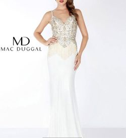 Style 62957 Mac Duggal White Size 2 Tall Height Floor Length 62957 Straight Dress on Queenly