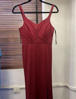 Style 8396 Minuet Red Size 4 Side Slit Floor Length Straight Dress on Queenly