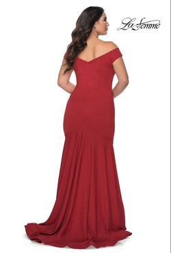 Style 28963 La Femme Red Size 12 Floor Length Tall Height Plus Size Mermaid Dress on Queenly