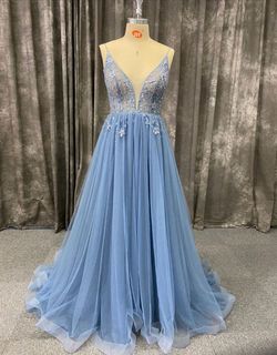 Mckenzie Rae Blue Size 4 Floor Length Jersey Quinceanera 70 Off Tall Height Train Dress on Queenly