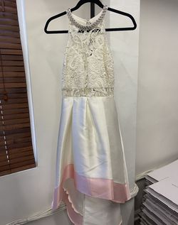 Style D16536 Sophia White Size 4 High Low Jewelled D16536 Cocktail Dress on Queenly